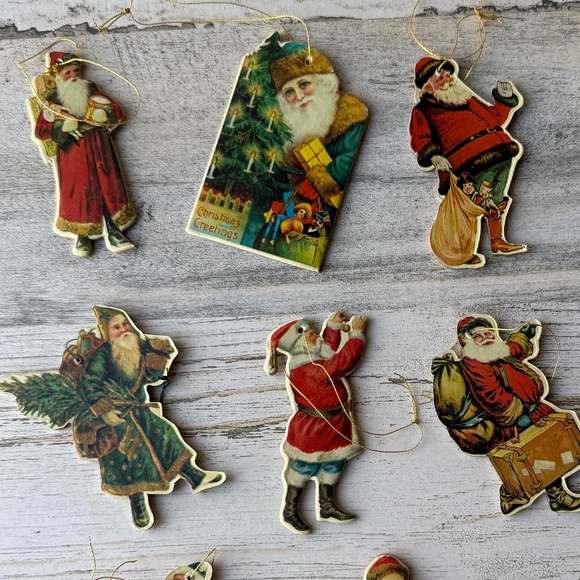 Vintage Two-Sided Old World Santa Claus Victorian Santa Christmas Ornaments Set - Picture 5 of 10